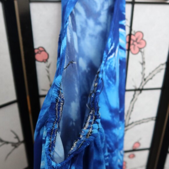 West African Vibrant Blue Tie-Dye Halter Neck Backless Sundress One Size NWOT - Picture 8 of 16